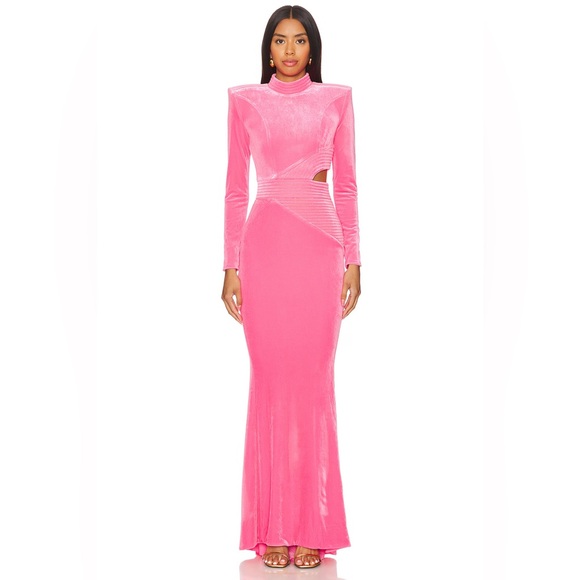 Zhivago Message To Love Gown- Velvet in Neon Pink - Picture 2 of 16